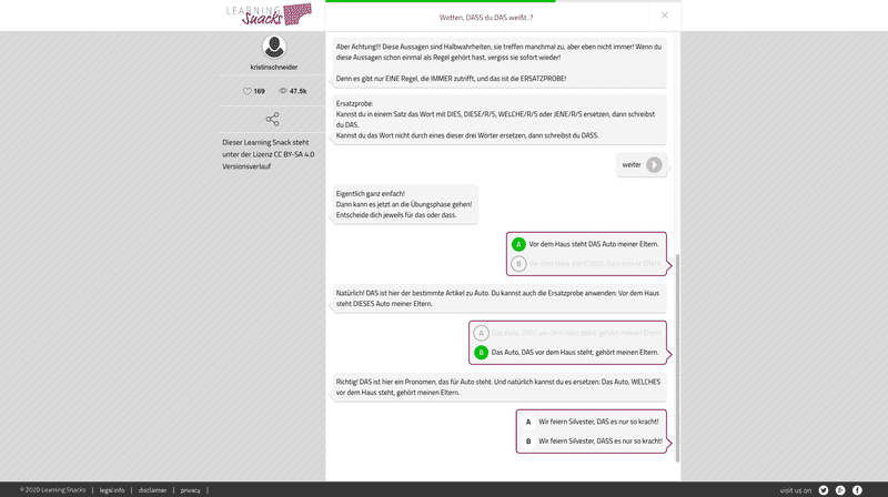 Learning Snacks - Chatartiges Lernen