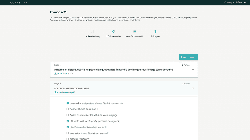 Prüfung in Bearbeitung